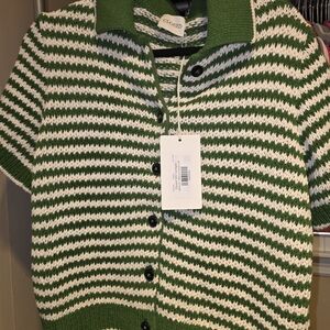 Closed Green and White Striped Knit Cardigan